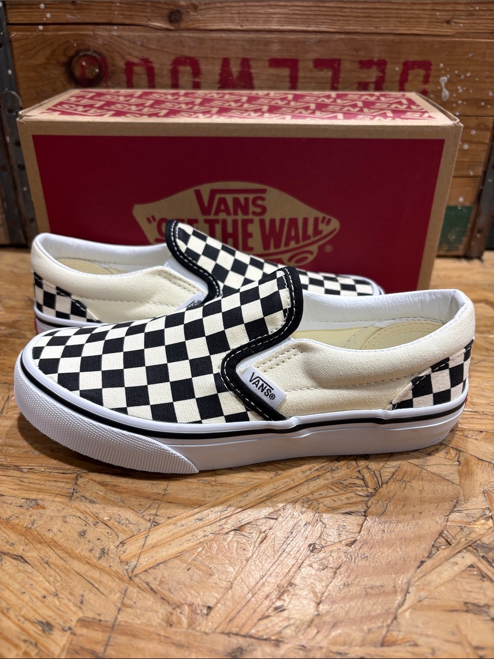 Vans Kids Checkerboard Slip-On - Black & White
